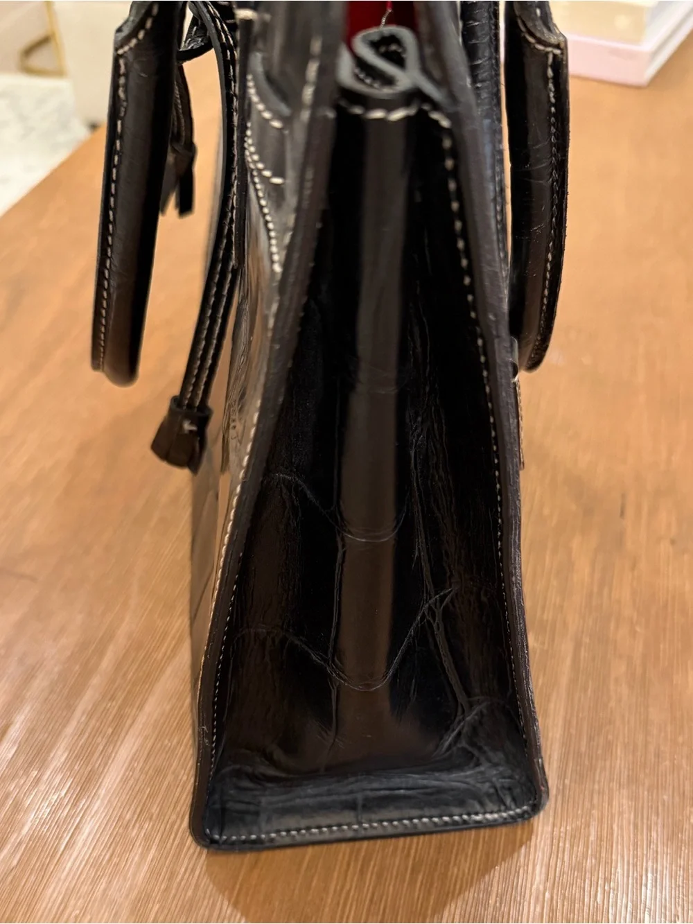Dooney & Bourke Black Alto Croc-Embossed Satchel Vintage